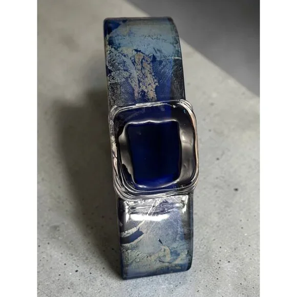 Charlie Meaker MCM Art Glass Large Blue Azurene Vase - Picture 9 of 10